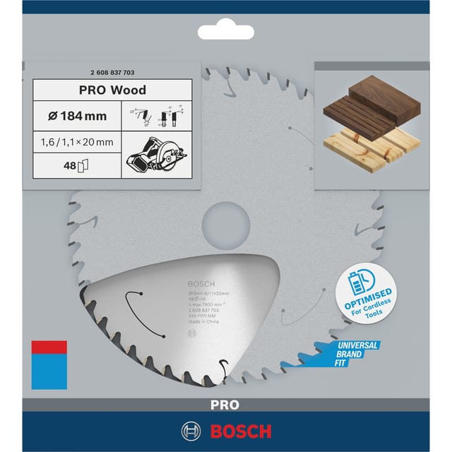 PRO Wood cordless Kreissägeblatt, Ø 184mm, 48Z