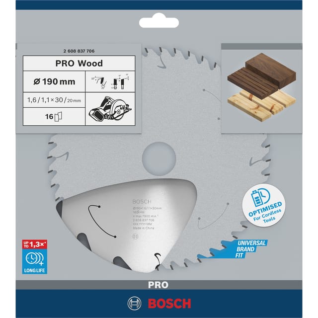 PRO Wood cordless Kreissägeblatt, Ø 190mm, 16Z