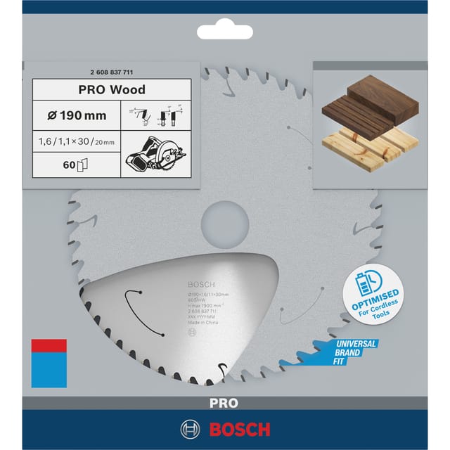 PRO Wood cordless Kreissägeblatt, Ø 190mm, 60Z