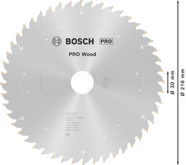 PRO Wood cordless Kreissägeblatt, Ø 216mm, 48Z