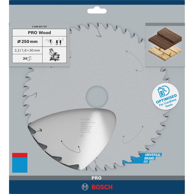 PRO Wood cordless Kreissägeblatt, Ø 250mm, 24Z
