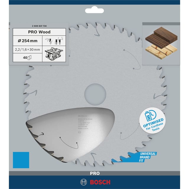 PRO Wood cordless Kreissägeblatt, Ø 254mm, 40Z