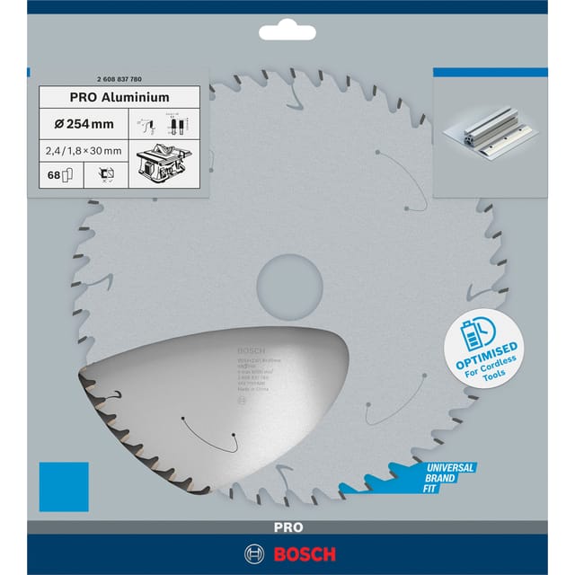 PRO Aluminium cordless Kreissägeblatt, Ø 254mm, 68Z