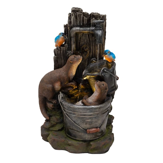 Monster Shop - Elektrischer Gartenbrunnen Mit Led – Otter Oasis Wasserspiel Für Außenbereich