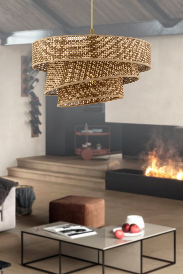 Pendelleuchte Mit Baumwoll-lampenschirm Couper - Beige Bild 3
