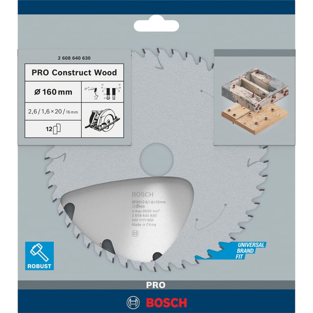 PRO Construct Wood Kreissägeblatt, Ø 160mm, 12Z