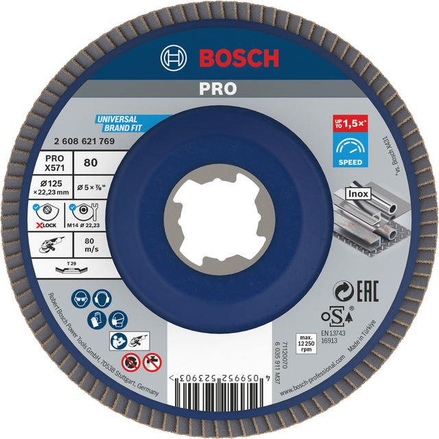 PRO X571 X-LOCK Fächerschleifscheibe, Ø 125mm, K80