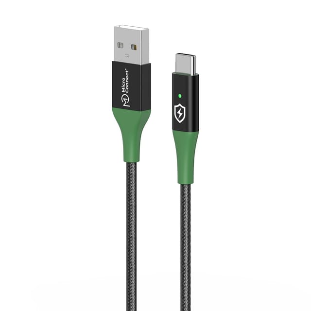 Microconnect Smart Charge Kabel Usb-a Auf Usb-c 2m Schwarz-grün, Mc-smart Usb-ac-02