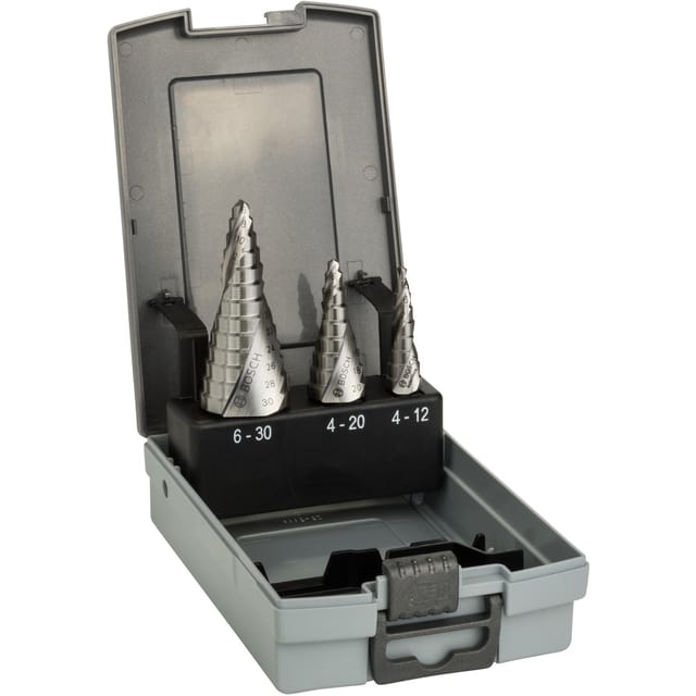 HSS-Stufenbohrer-Satz, Ø 4mm - Ø 30mm