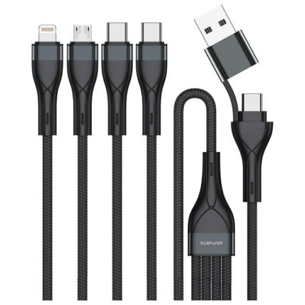 Kabel Usb-c/usb-a 4smarts 1,2m 4w1 Schwarz