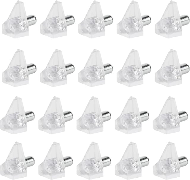 20 Stück Regalbodenträger, 5mm Bodenträger Einlegeboden Halter, Transparent Kunststoff Regalboden Stifte Für Möbel Bücherregale Schränke Holz Glas-böden Regal Halter Pegs Pins (20, Transparent)
