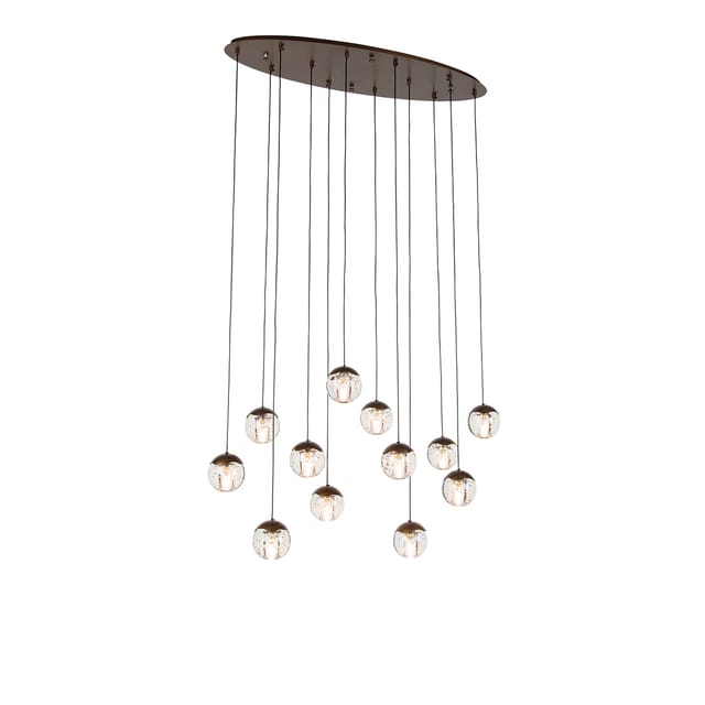 Design-pendelleuchte Dunkelbronze Mit Klarglas 12-flammig - Inge