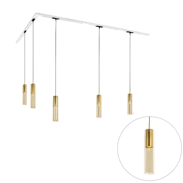 Modernes Schienensystem Mit 5 Goldenen Pendelleuchten 1-phasig - Iconic Lloyd