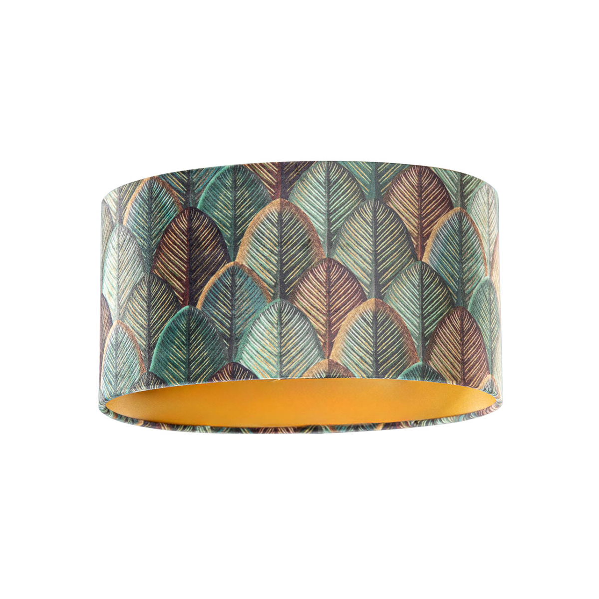 Samtlampenschirm Blattdesign Mit Goldener Innenseite Oval 35/23/18