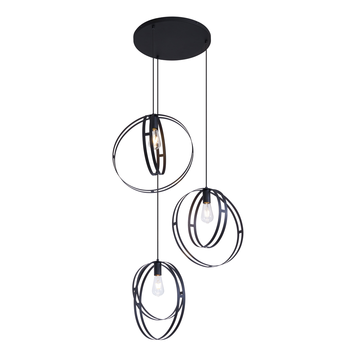 Design-pendelleuchte Schwarz Rund 3-flammig - Indu