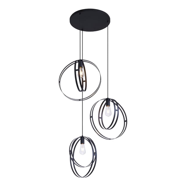 Design-pendelleuchte Schwarz Rund 3-flammig - Indu