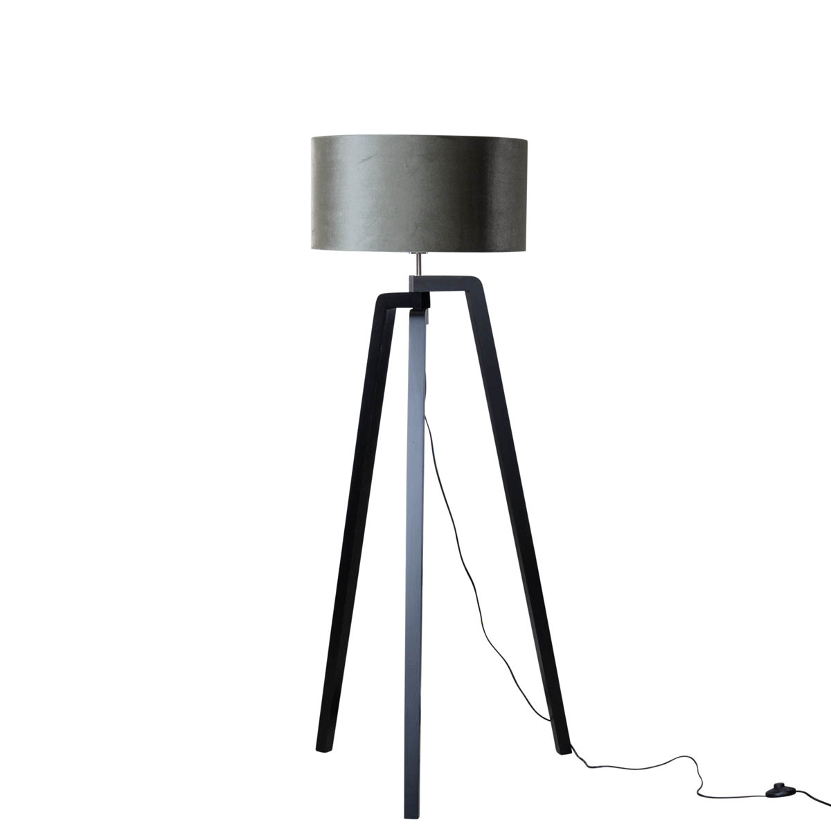 Stehleuchte Schwarz Mit Grünem Samt-schirm 50cm - Puros