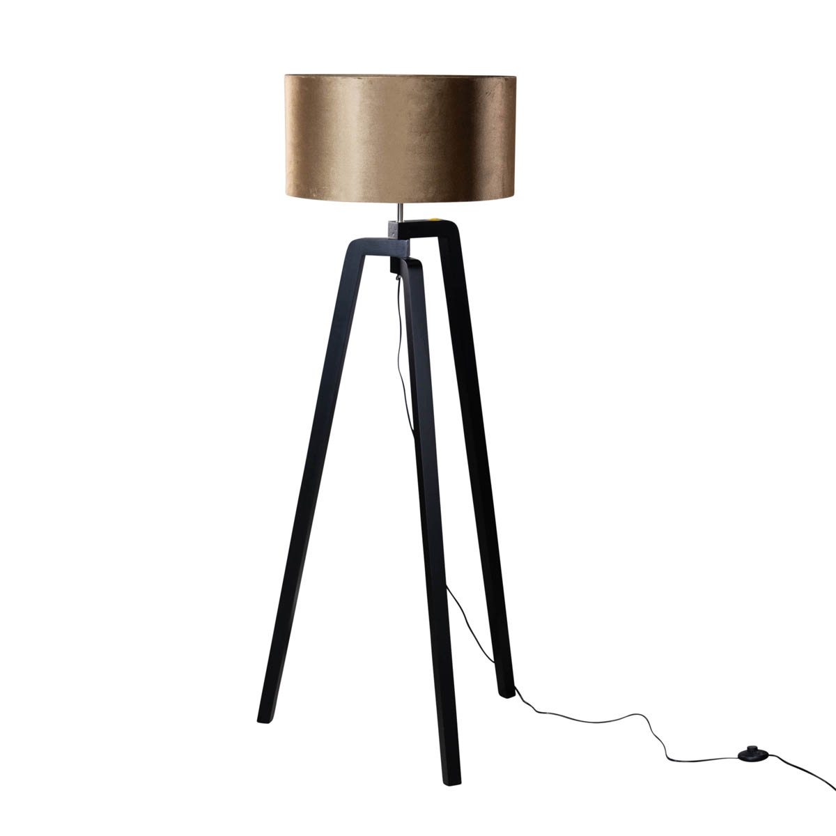 Stehleuchte Schwarz Mit Samtschirm Bronze 50cm - Puros