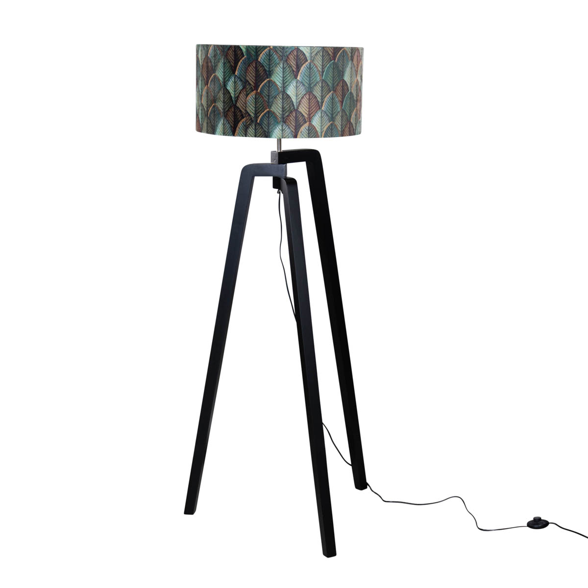 Stehleuchte Schwarz Mit Samtlampenschirm Blattdesign 50cm - Puros