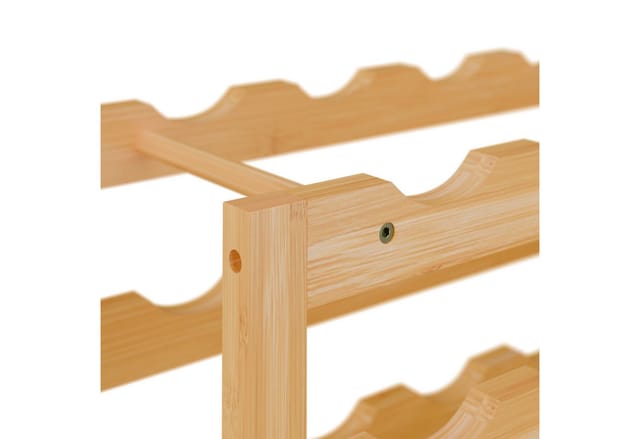 Relaxdays - Weinregal, Für Weinflaschen, Flaschenregal, 12 Flaschen, Hxbxt: 28 X 56 X 24 Cm, Aus Bambus, Weinhalter, Natur