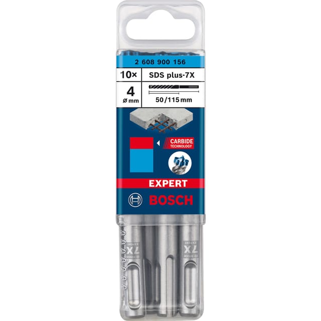 EXPERT Hammerbohrer SDS-plus-7X, Ø 4mm, 10 Stück