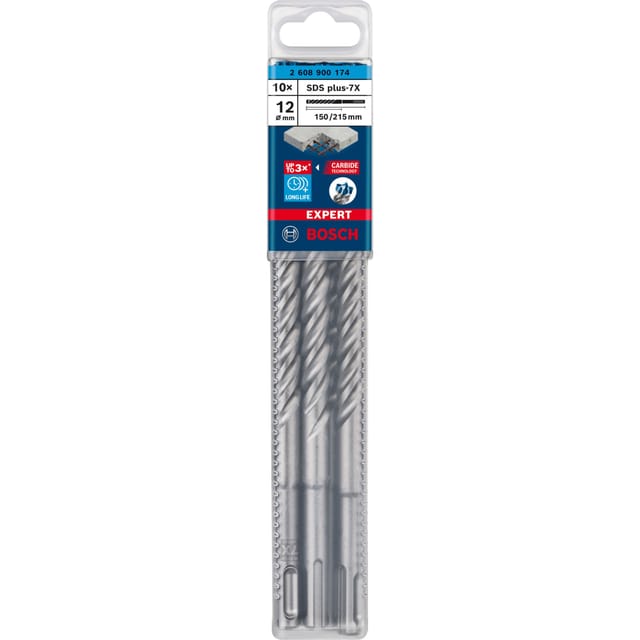EXPERT Hammerbohrer SDS-plus-7X, Ø 12mm, 10 Stück