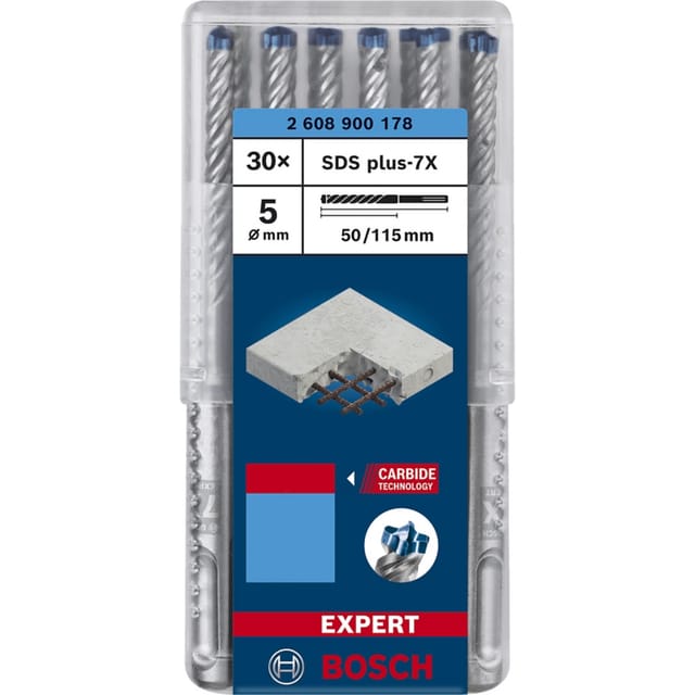EXPERT Hammerbohrer SDS-plus-7X, Ø 5mm, 30 Stück
