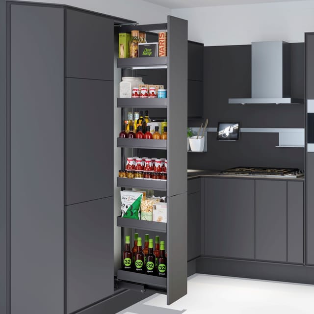 Dispensa-x Anthrazit Für Korpusbreite 300 Mm, Korpusinnenhöhe 1900 - 2300 Mm Apothekerauszug 100 Kg Tragkraft Mit Arena Pure Tablaren / Kesseböhmer