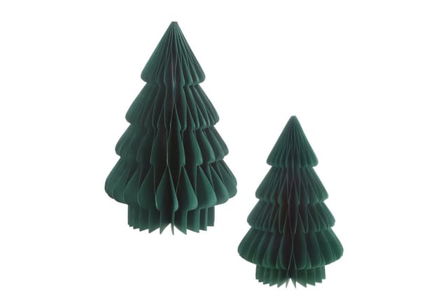 Papier Tannenbaum Aufsteller 2er Set 30 Cm / 20 Cm - Grün - Tisch Deko Weihnachtsbaum Zum Aufstellen - Dekoaufsteller Für Weihnachten Advent Winter Fenster Dekoration