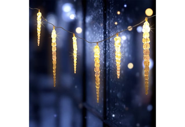 Led Eiszapfen Lichterkette Für Außen Warm Weiß Mit Timer - 285 Cm - Eisregen Deko Beleuchtung 20 Zapfen Mit 8 Fuktionen