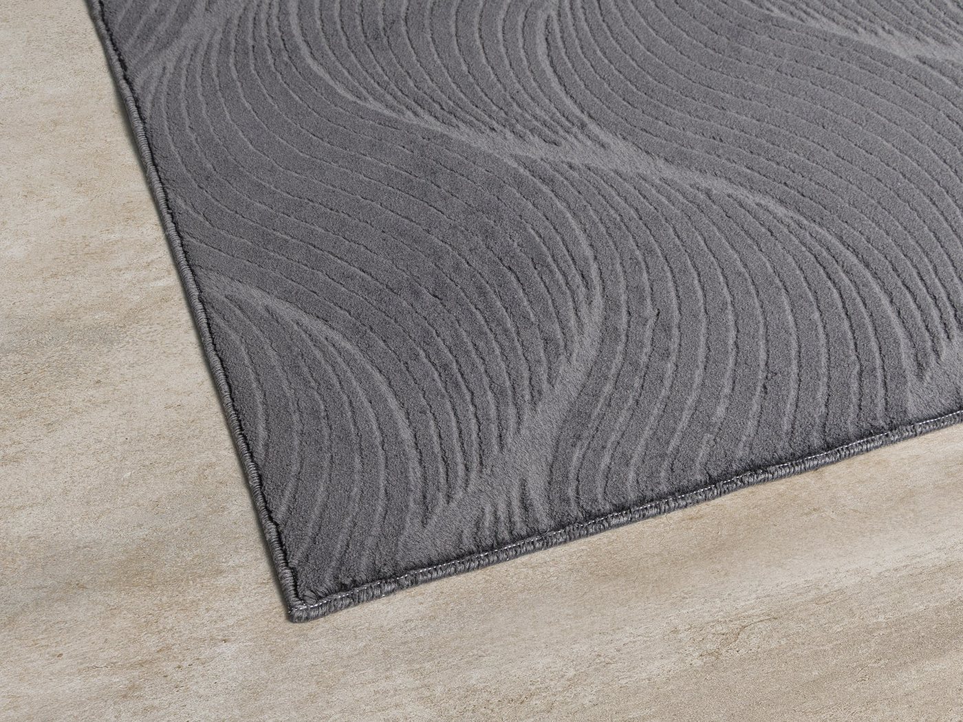 The Carpet - Rio Moderner Und Weicher Wohnzimmer Teppich Mit Anti-rutsch-rücken Und 3d-optik, Anthrazit, 160 X 220 Cm Bild 4