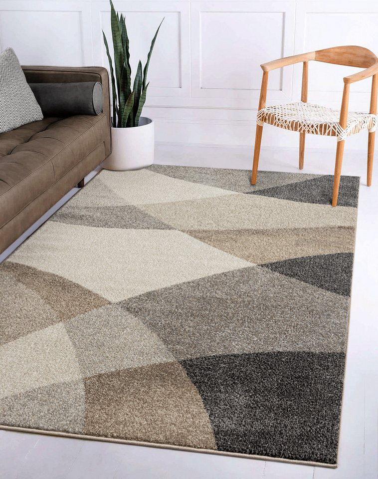 The Carpet - Pearl Moderner Dichter Kurzflor Wohnzimmer Schlafzimmer Teppich, Konturenschnitt, Beige, 120 X 160 Cm Bild 2