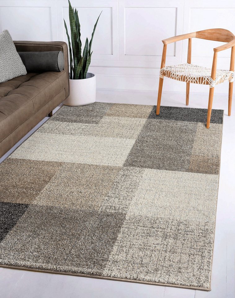 The Carpet - Pearl Moderner Dichter Kurzflor Wohnzimmer Schlafzimmer Teppich, Konturenschnitt, Beige, 160 X 220 Cm Bild 2