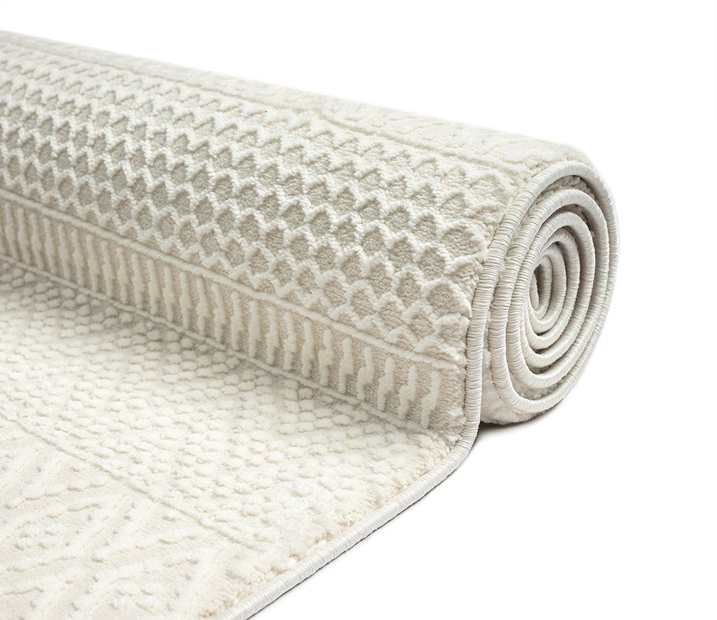 The Carpet Lima Designer Teppich, Weich, Waschbar, Flor Aus 100% Recyceltem Polyester, Creme, 080 X 150 Cm