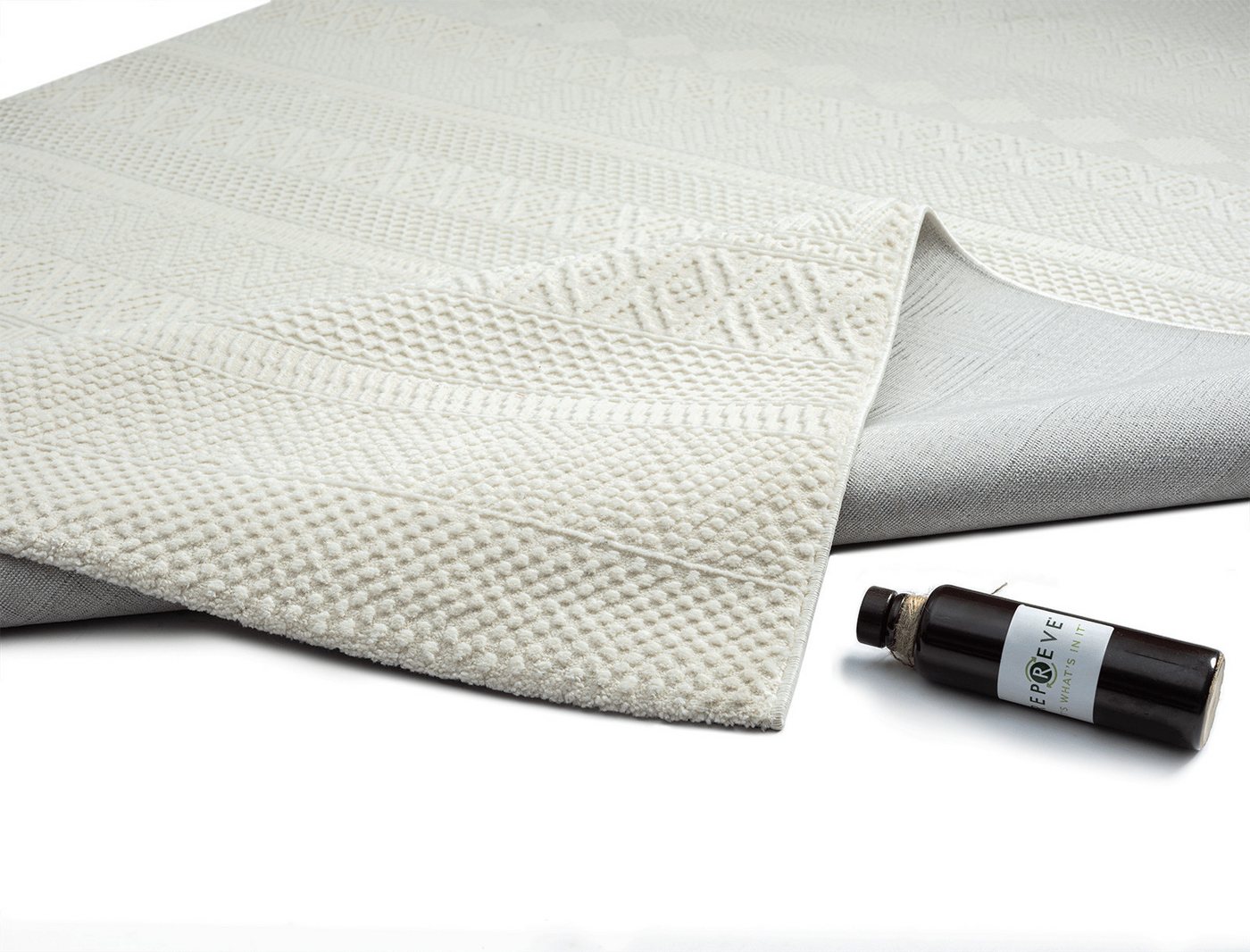 The Carpet Lima Designer Teppich, Weich, Waschbar, Flor Aus 100% Recyceltem Polyester, Creme, 080 X 150 Cm Bild 3