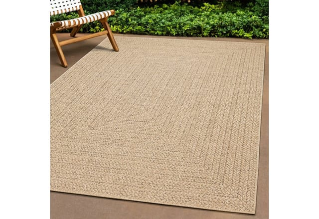 The Carpet Kansas In- Und Outdoor Teppich Im Natürlichen Jute-look, Wetterfest, Geeignet Für Terrasse, Natur, 120 X 170 Cm
