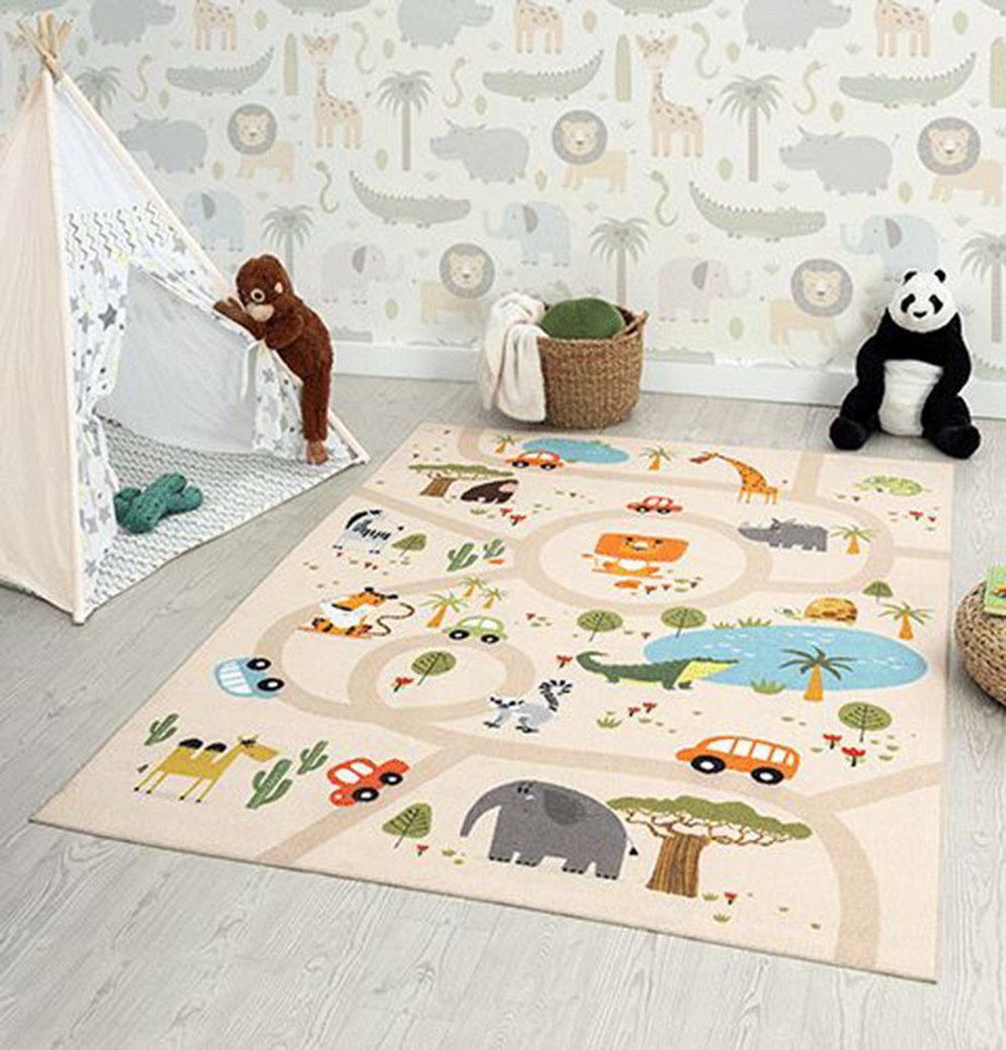 The Carpet - Happy Life Kinderzimmer, Kinderteppich, Spielteppich, Waschbar, Beige, 120 X 160 Cm Bild 4