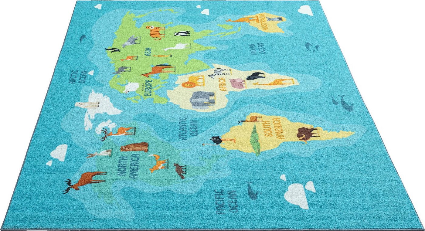 The Carpet - Happy Life Kinderzimmer, Kinderteppich, Spielteppich, Waschbar, Blau, 140 X 200 Cm Bild 3