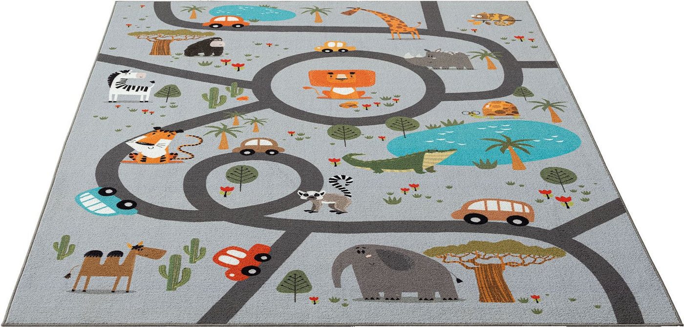 The Carpet - Happy Life Kinderzimmer, Kinderteppich, Spielteppich, Waschbar, Grau, 080 X 150 Cm Bild 3