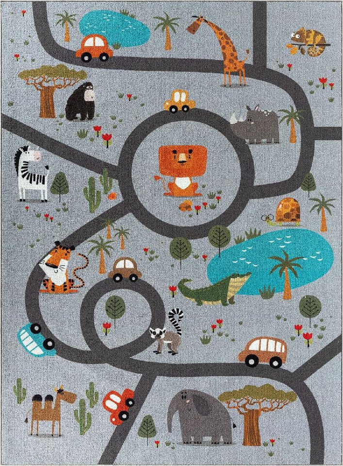 The Carpet - Happy Life Kinderzimmer, Kinderteppich, Spielteppich, Waschbar, Grau, 080 X 150 Cm Bild 4