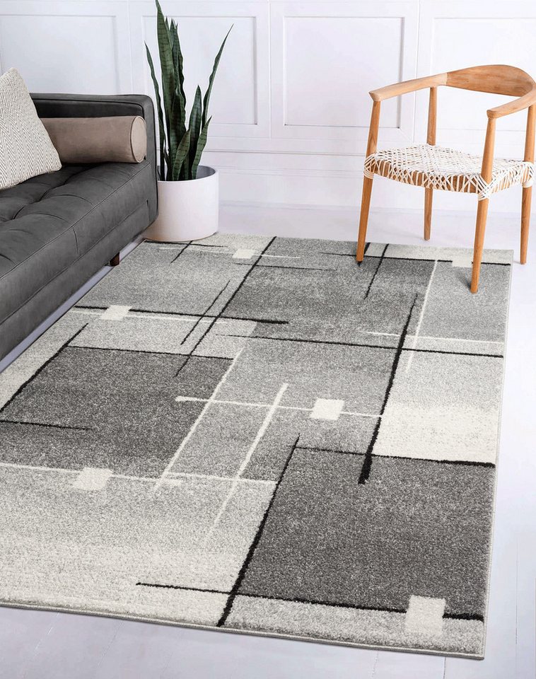 The Carpet Pearl Moderner Dichter Kurzflor Wohnzimmer Schlafzimmer Teppich, Konturenschnitt, Grau, 120 X 160 Cm Bild 2