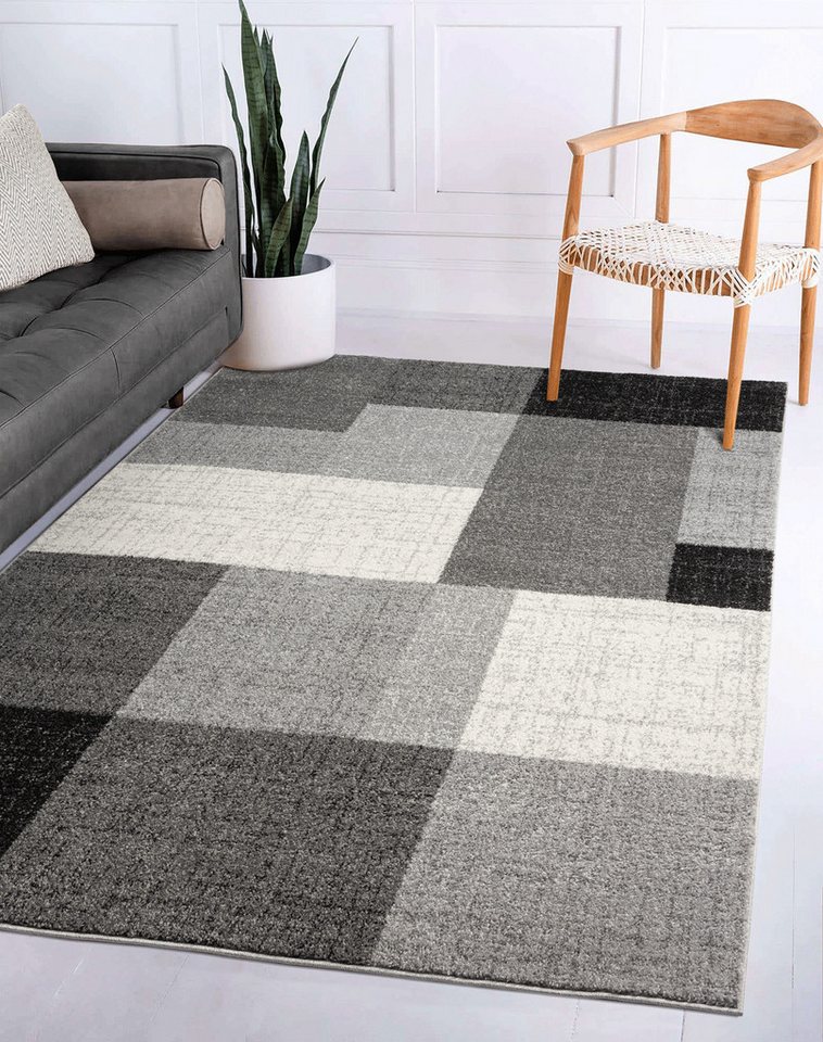 The Carpet - Pearl Moderner Dichter Kurzflor Wohnzimmer Schlafzimmer Teppich, Konturenschnitt, Grau, 200 X 280 Cm Bild 2