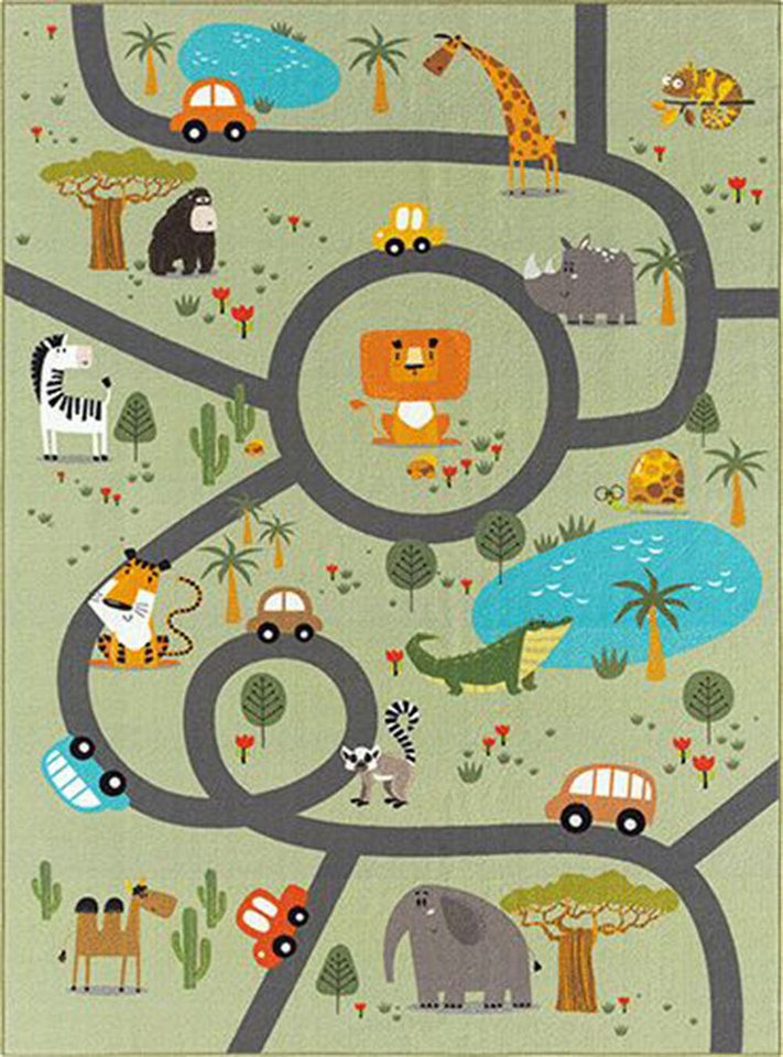 The Carpet - Happy Life Kinderzimmer, Kinderteppich, Spielteppich, Waschbar, Grün, 140 X 200 Cm Bild 2