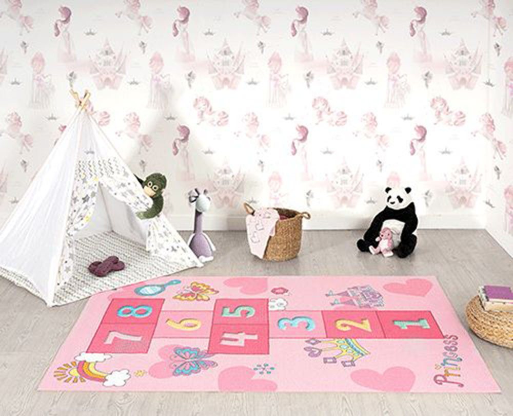 The Carpet - Happy Life Kinderzimmer, Kinderteppich, Spielteppich, Waschbar, Rosa, 080 X 150 Cm Bild 3