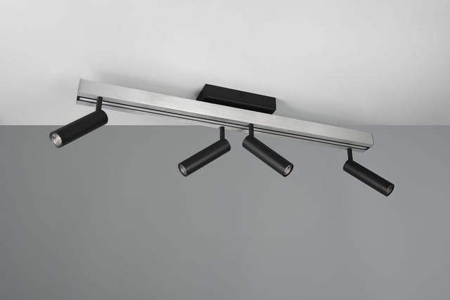 Ausziehbarer Led Deckenstrahler Zeno 4 Spots Schwarz Silber, Max. Breite 133cm