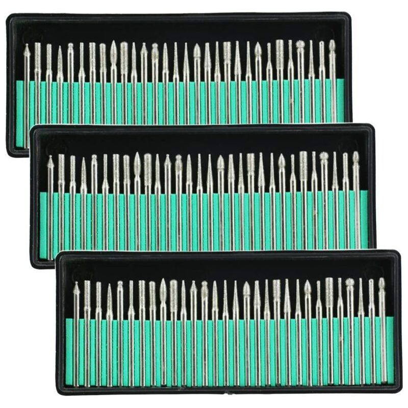 Diamant Burr Bits Percer Verre Métal Gemme Pour Dremel Meulage Outil Rotatif, 90 Pcs 1/8-inch (3 Mm)