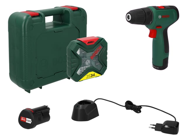 Akku-Bohrschrauber EasyDrill 1200 + 34-teiliges Bit- und Bohrer-Set