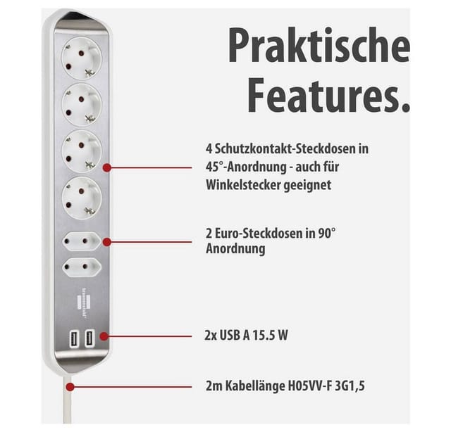 estilo Eck-Steckdosenleiste 6-fach