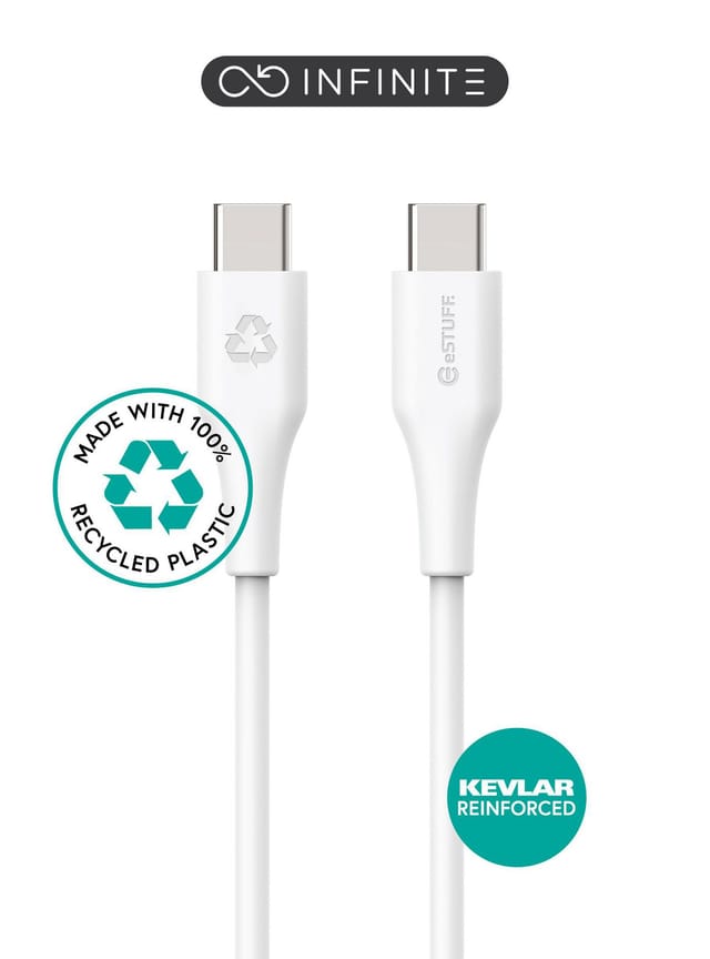Infinite Usb-c Auf Usb-c Kabel 3m Weiß. Recycelter Kunststoff. Sehr Weich, Es604370 - Estuff
