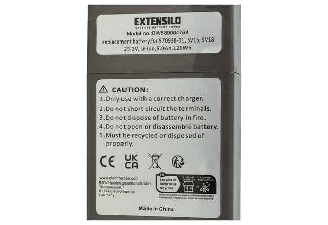 Akku Ersatz Für Dyson Sv15, Sv17, Sv18, 970425-01, 970938-01 Für Staubsauger Anthrazit-grau (5000 Mah, 25,2 V, Li-ion) - Extensilo